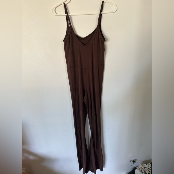 OFFLINE By Aerie Real Me XTRA Flare Jumpsuit Dark Brown Medium - Picture 8 of 9